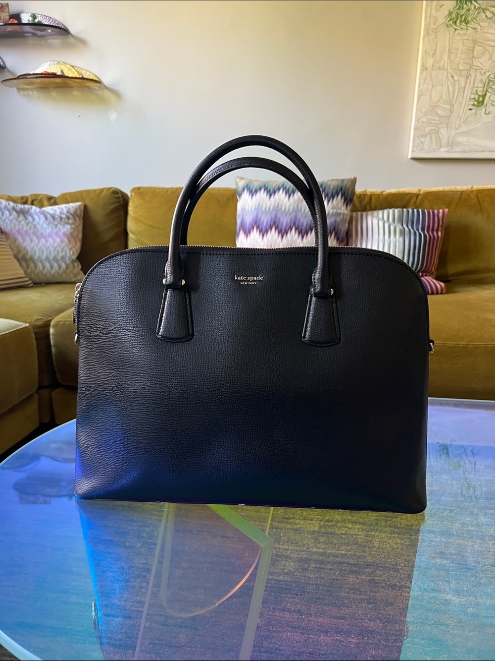 kate spade bag black leather dome satchel handbag